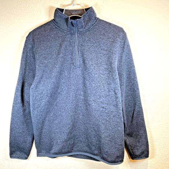 J Crew Authentic Fleece XL Navy Sweater Pullover Quarter Zip Long Sleeve Outdoor - Picture 1 of 8